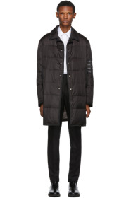 Thom Browne - Manteau en duvet noir 4-Bar Classic Bal Collar