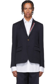 Thom Browne - Blazer bleu marine RWB Stripe Unconstructed