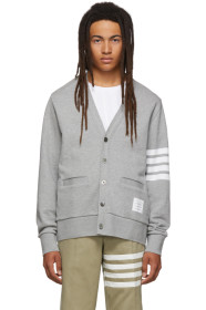 Thom Browne - Grey 4-Bar V-Neck Cardigan