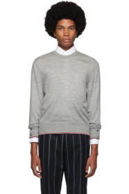 Thom Browne - Pull à col ras du cou gris Classic