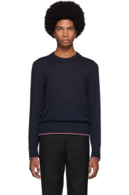 Thom Browne - Pull en cachemire à col ras du cou bleu marine Classic