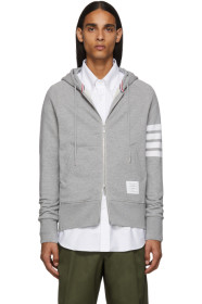 Thom Browne - Grey 4-Bar Classic Full Zip Hoodie