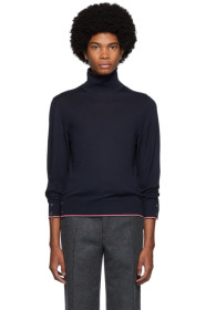 Thom Browne - Col roulé en cachemire bleu marine Classic