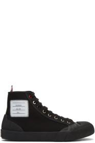 Thom Browne - Baskets montantes noires Vulcanized 4-Bar