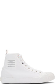 Thom Browne - Baskets montantes blanches Vulcanized 4-Bar
