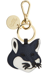 Maison Kitsuné - Navy Leather Fox Head Keyring
