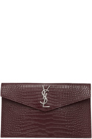 Saint Laurent - Burgundy Croc Uptown Pouch