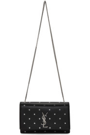 Saint Laurent - Sac portefeuille à chaîne noir Medium Silver Star