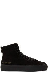 Common Projects - Baskets en peau retournée noires Tournament High