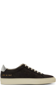 Common Projects - Baskets noires et argentées Retro Low Special Edition