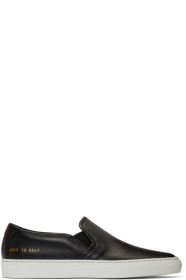 Common Projects - Black & White Leather Slip-On Sneakers