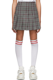 MSGM - SSENSE Exclusive Grey Check Pleated Miniskirt