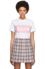 MSGM - SSENSE 限定 ホワイト パネル ロゴ T シャツ