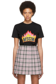 MSGM - SSENSE 限定 ブラック フレイム ロゴ T シャツ