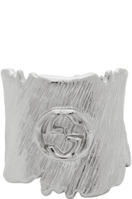 Gucci - Silver Interlocking G Textured Band Ring