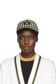 Gucci - Casquette de base-ball à motif pied-de-poule blanche et noire