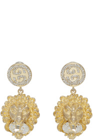 Gucci - Boucles d'oreilles dorées Crystal Lion