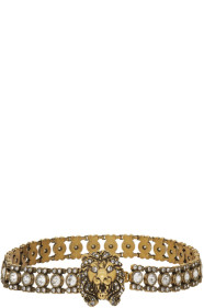 Gucci - Collier ras du cou doré Crystal Lion