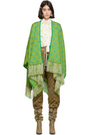 Gucci - Green & Yellow Jacquard Stripe GG Poncho