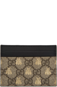 Gucci - Beige GG Supreme Bees Card Holder