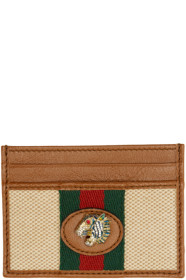 Gucci - Brown & Beige Rajah Card Holder