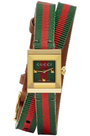 Gucci - ゴールド スクエア ウェブ ダブル ラップ G-フレーム ウォッチ