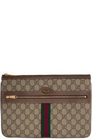 Gucci - Pochette brune GG Supreme Ophidia