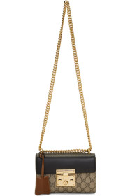 Gucci - Sac à bandoulière noir et brun Small Padlock GG