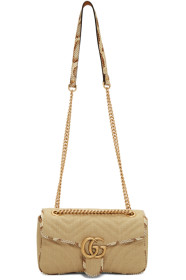 Gucci - Sac en raphia beige GG Marmont