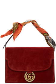 Gucci - Red Suede Medium GG Ring Scarf Shoulder Bag