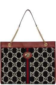 Gucci - ブラック & ホワイト ラージ ラジャGG スプリーム トート