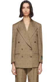 Gucci - Beige Wool GG Double-Breasted Blazer