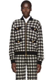 Gucci - Black & Off-White Short Houndstooth Bomber