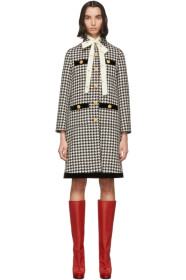 Gucci - Black & Off-White Wool Houndstooth Coat