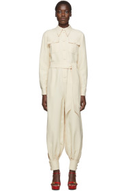 Gucci - Off-White Crepe Belted Jumpsuit