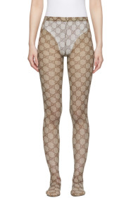 Gucci - Collant beige et brun GG