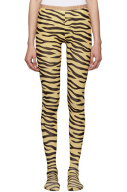 Gucci - Collant noir et beige Zebra Print