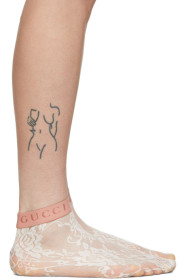 Gucci - Chaussettes en dentelle fleurie blanches