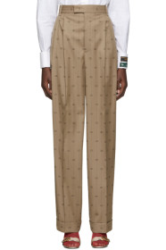 Gucci - Beige Pinstripe GG Trousers