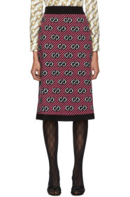 Gucci - Black & Pink Lurex Stripe Skirt