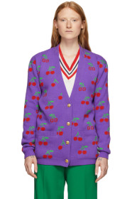 Gucci - Purple Jacquard GG Cherry Cardigan