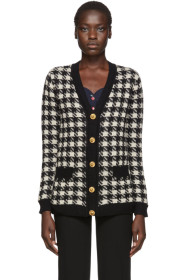 Gucci - Black & Off-White Oversized Houndstooth Cardigan