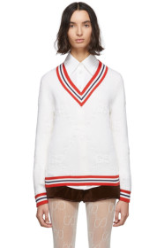 Gucci - White Oversized GG Trim Sweater