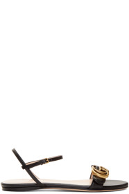 Gucci - Sandales en cuir noires GG