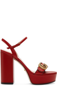 Gucci - Red GG Platform Sandals