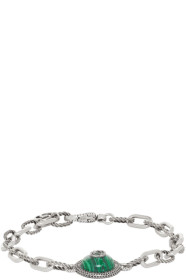 Gucci - Silver & Green 'Gucci Garden' Bracelet