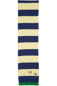 Gucci - Off-White & Blue Cotton Interlocking G Scarf