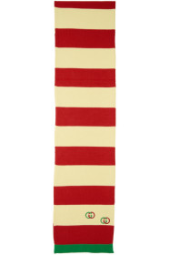 Gucci - Off-White & Red Interlocking G Cotton Scarf