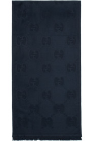 Gucci - Navy Wool GG Scarf