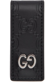 Gucci - ブラック レザー Gucci シグネチャー マネー クリップ